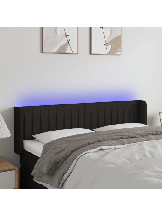 Gultas galvgalis ar LED, 147x16x78/88 cm, melns audums