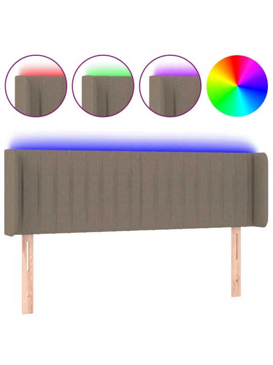 Gultas galvgalis ar LED, 147x16x78/88 cm, pelēkbrūns audums