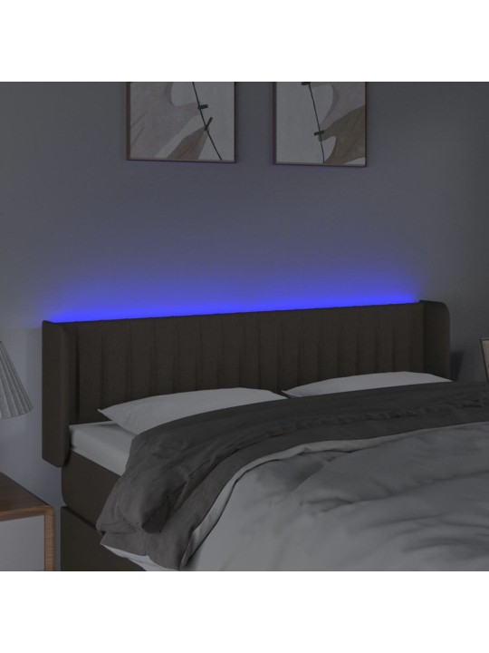 Gultas galvgalis ar LED, 147x16x78/88 cm, pelēkbrūns audums