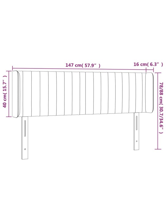 Gultas galvgalis ar LED, 147x16x78/88 cm, pelēkbrūns audums