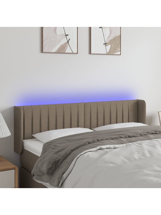 Gultas galvgalis ar LED, 147x16x78/88 cm, pelēkbrūns audums