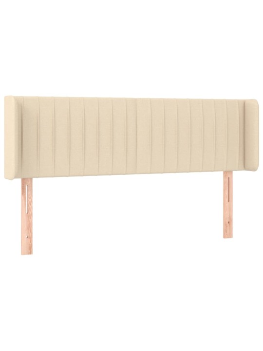 Gultas galvgalis ar LED, 147x16x78/88 cm, krēmkrāsas audums
