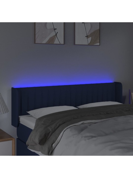 Gultas galvgalis ar LED, 147x16x78/88 cm, zils audums