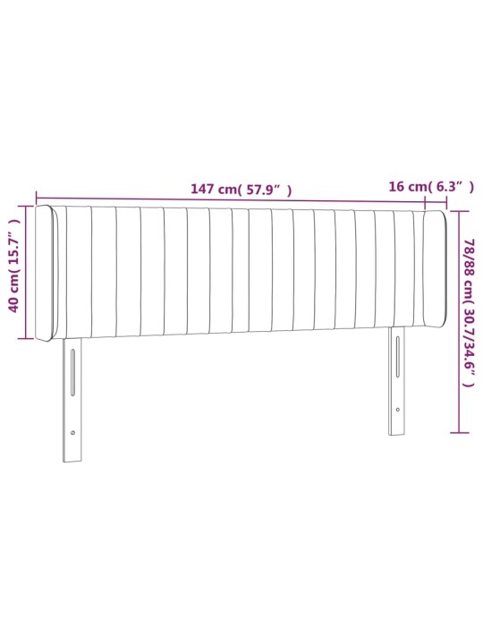 Gultas galvgalis ar LED, 147x16x78/88 cm, zils audums