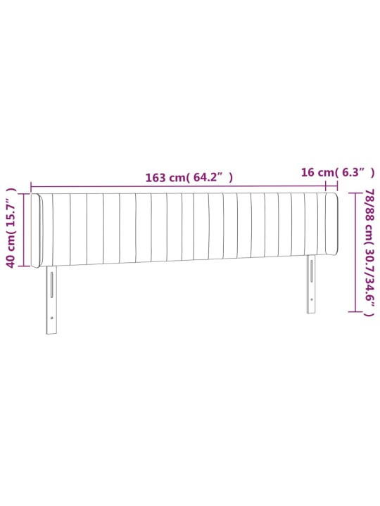 Gultas galvgalis ar LED, 163x16x78/88 cm, tumši pelēks audums
