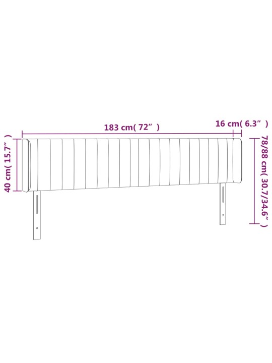 Gultas galvgalis ar led, 183x16x78/88 cm, tumši pelēks audums