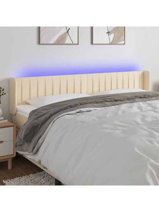 Gultas galvgalis ar led, 183x16x78/88 cm, krēmkrāsas audums