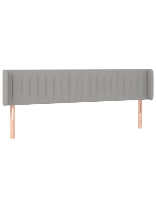 Gultas galvgalis ar led, 203x16x78/88 cm, gaiši pelēks audums