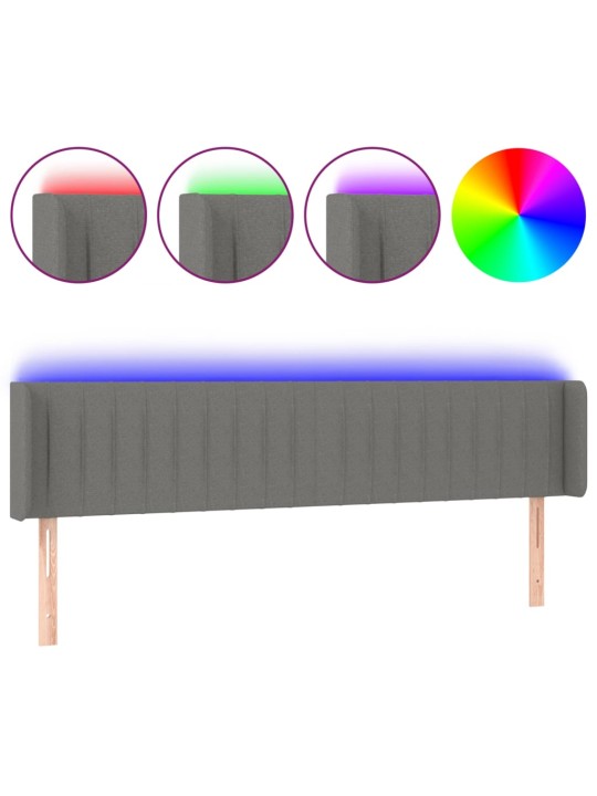 Gultas galvgalis ar led, 203x16x78/88 cm, tumši pelēks audums