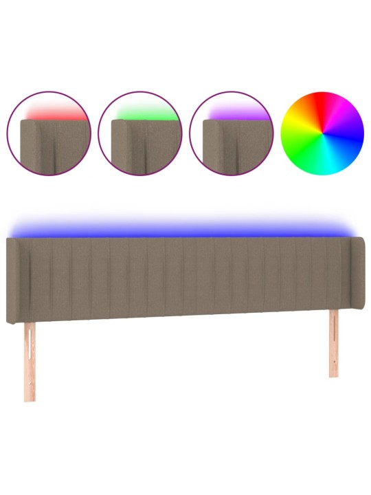 Gultas galvgalis ar led, 203x16x78/88 cm, pelēkbrūns audums