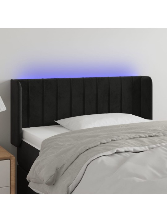 Gultas galvgalis ar LED, 83x16x78/88 cm, melns samts