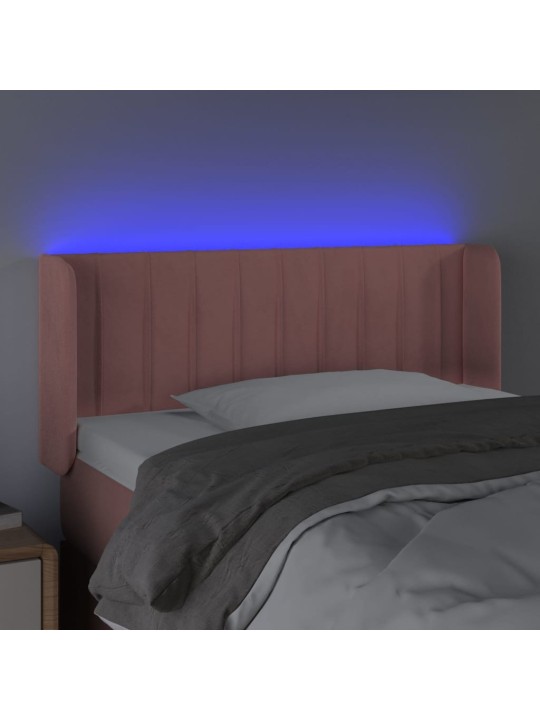 Gultas galvgalis ar led, 83x16x78/88 cm, rozā samts