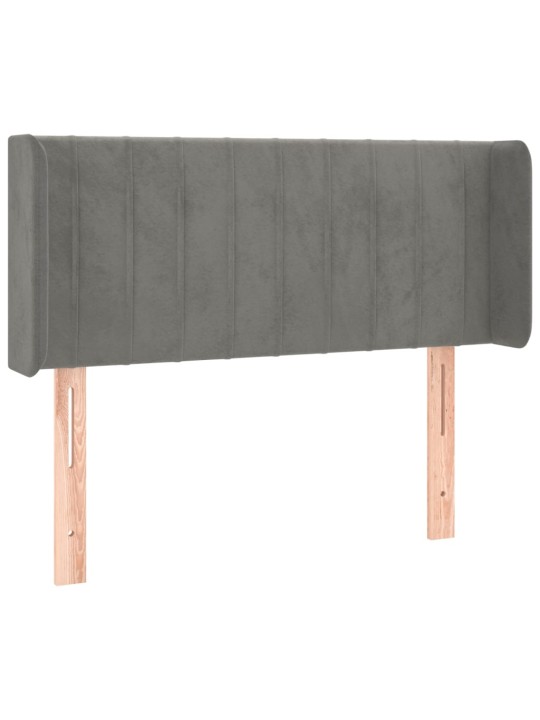 Gultas galvgalis ar led, 93x16x78/88 cm, gaiši pelēks samts