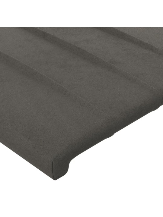 Gultas galvgalis ar led, 93x16x78/88 cm, tumši pelēks samts