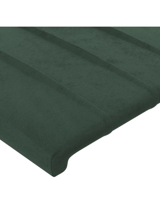 Gultas galvgalis ar led, 93x16x78/88 cm, tumši zaļš samts