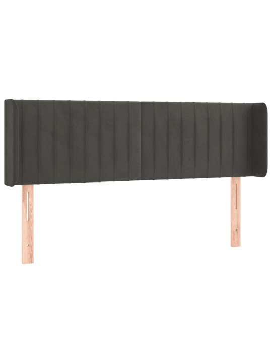 Gultas galvgalis ar LED, 147x16x78/88 cm, tumši pelēks samts