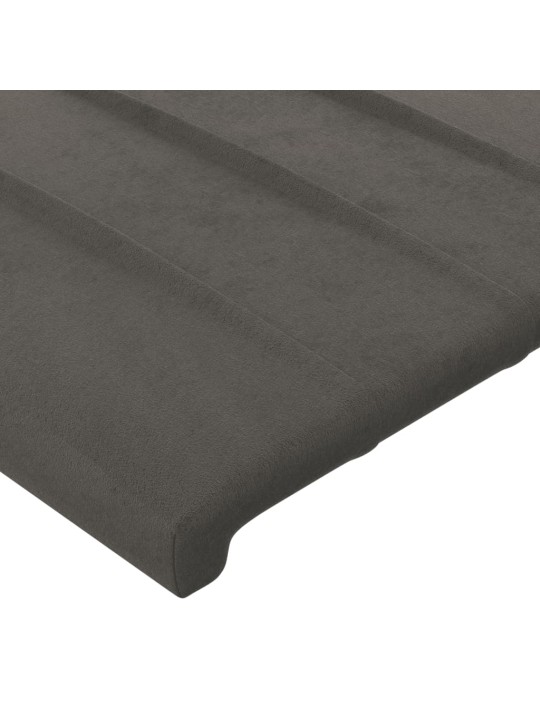Gultas galvgalis ar LED, 147x16x78/88 cm, tumši pelēks samts