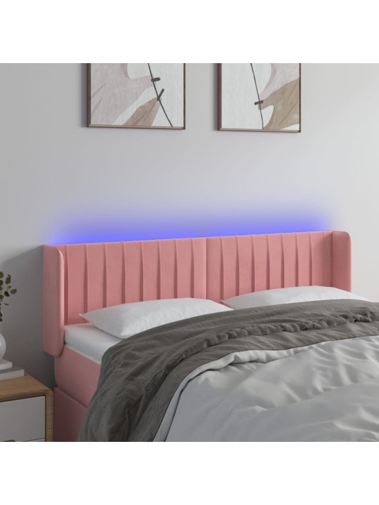 Gultas galvgalis ar LED, 147x16x78/88 cm, rozā samts