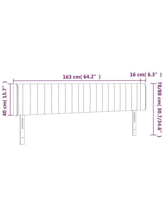 Gultas galvgalis ar LED, 163x16x78/88 cm, gaiši pelēks samts