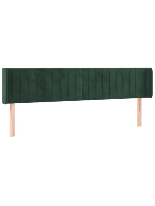Gultas galvgalis ar LED, 183x16x78/88 cm, tumši zaļš samts
