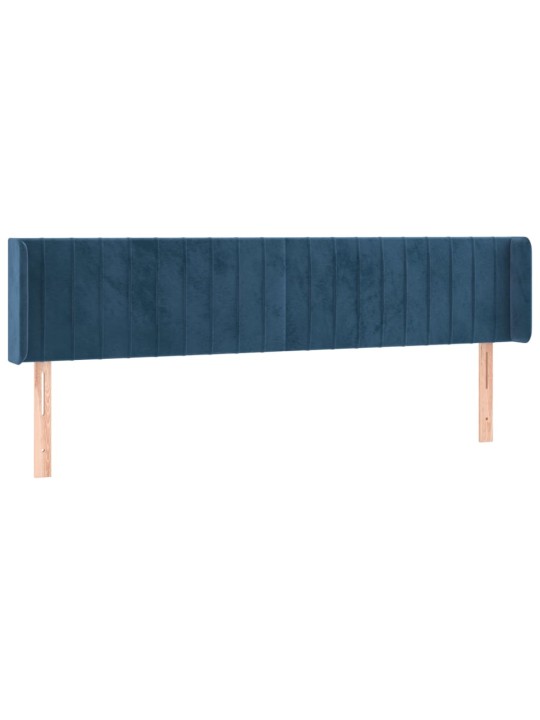 Gultas galvgalis ar led, 183x16x78/88 cm, tumši zils samts