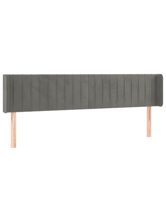 Gultas galvgalis ar led, 203x16x78/88 cm, gaiši pelēks samts