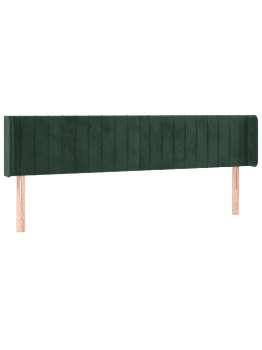 Gultas galvgalis ar led, 203x16x78/88 cm, tumši zaļš samts