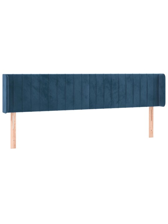 Gultas galvgalis ar led, 203x16x78/88 cm, tumši zils samts