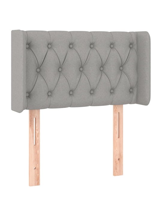Gultas galvgalis ar led, 83x16x78/88 cm, gaiši pelēks audums