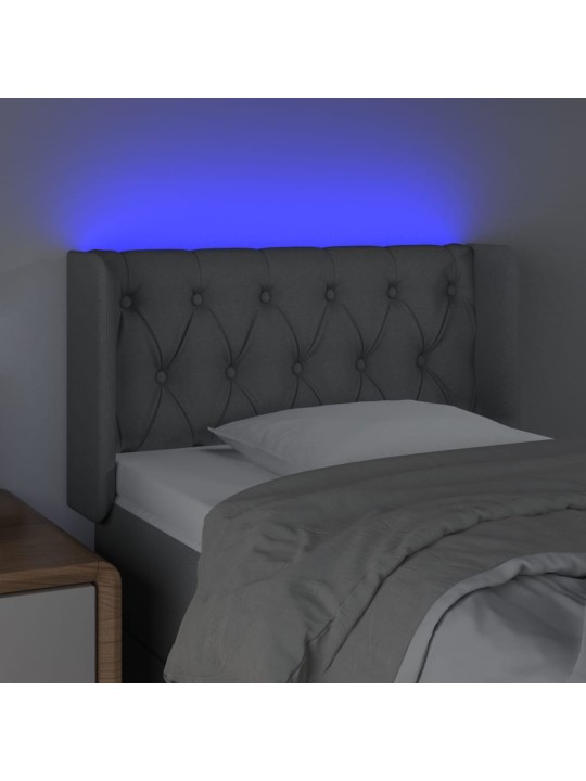 Gultas galvgalis ar led, 83x16x78/88 cm, gaiši pelēks audums