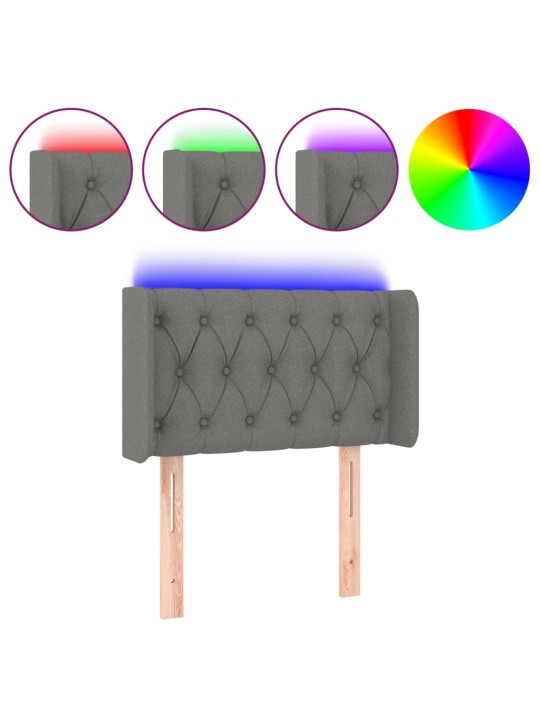 Gultas galvgalis ar led, 83x16x78/88 cm, tumši pelēks audums