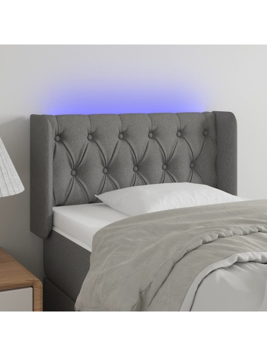 Gultas galvgalis ar led, 83x16x78/88 cm, tumši pelēks audums