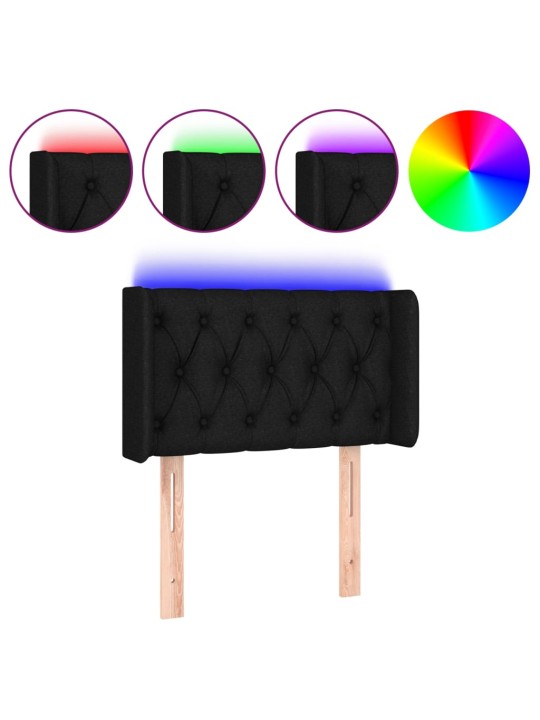 Gultas galvgalis ar led, 83x16x78/88 cm, melns audums