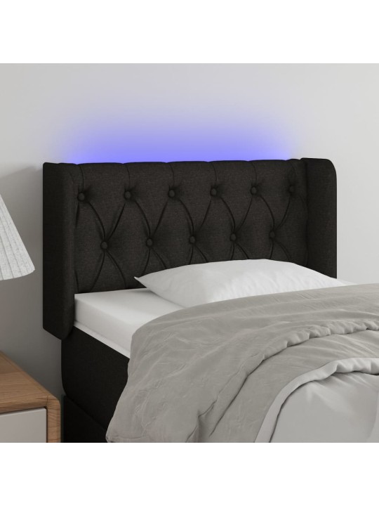 Gultas galvgalis ar led, 83x16x78/88 cm, melns audums