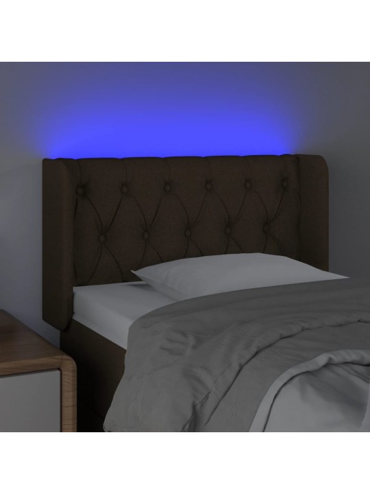 Gultas galvgalis ar led, 83x16x78/88 cm, tumši brūns audums