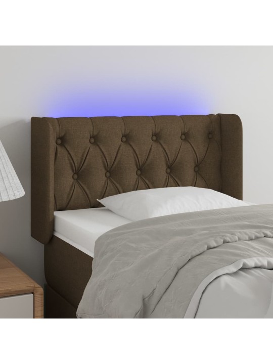 Gultas galvgalis ar led, 83x16x78/88 cm, tumši brūns audums