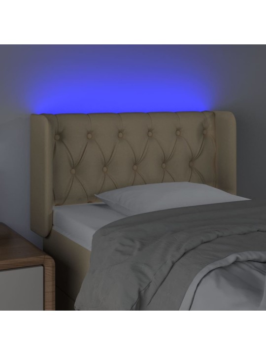 Gultas galvgalis ar led, 83x16x78/88 cm, krēmkrāsas audums