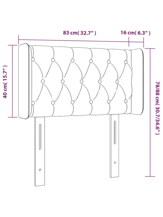 Gultas galvgalis ar led, 83x16x78/88 cm, zils audums