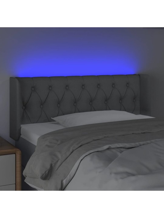 Gultas galvgalis ar led, 93x16x78/88 cm, gaiši pelēks audums