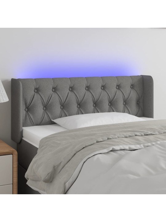 Gultas galvgalis ar led, 93x16x78/88 cm, tumši pelēks audums