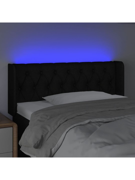 Gultas galvgalis ar led, 93x16x78/88 cm, melns audums