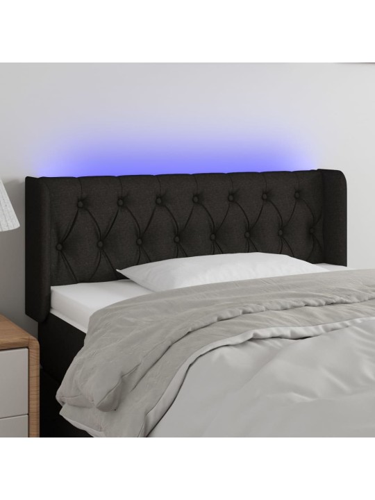 Gultas galvgalis ar led, 93x16x78/88 cm, melns audums