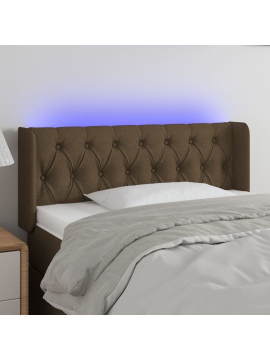Gultas galvgalis ar led, 93x16x78/88 cm, tumši brūns audums
