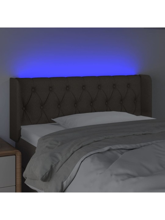 Gultas galvgalis ar led, 93x16x78/88 cm, pelēkbrūns audums