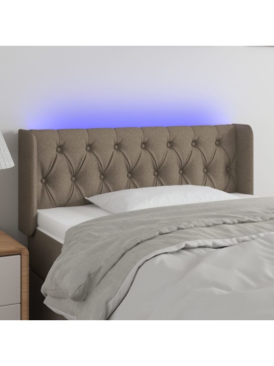 Gultas galvgalis ar led, 93x16x78/88 cm, pelēkbrūns audums