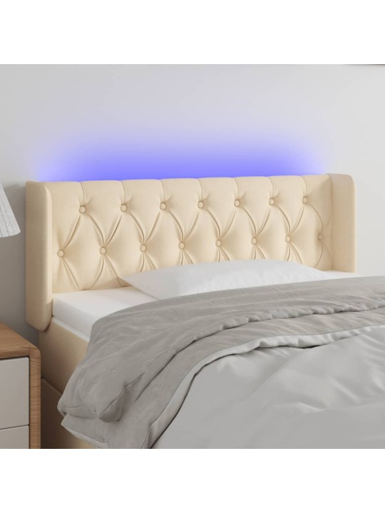 Gultas galvgalis ar led, 93x16x78/88 cm, krēmkrāsas audums