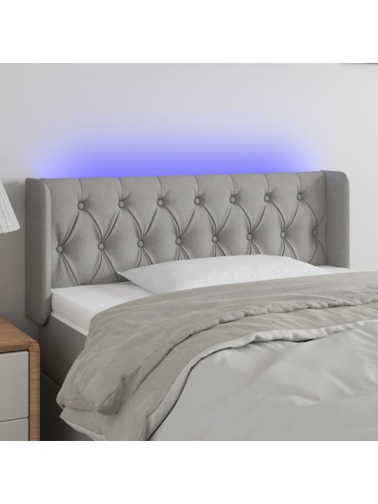 Gultas galvgalis ar LED, 103x16x78/88 cm, gaiši pelēks audums