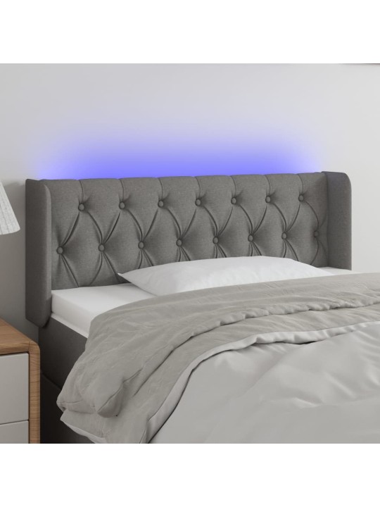 Gultas galvgalis ar LED, 103x16x78/88 cm, tumši pelēks audums
