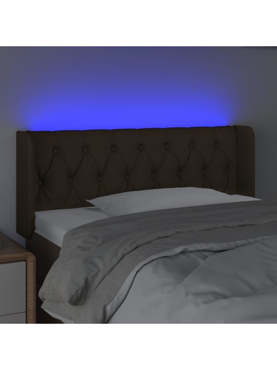 Gultas galvgalis ar LED, 103x16x78/88 cm, tumši brūns audums