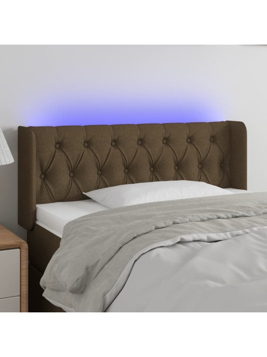 Gultas galvgalis ar LED, 103x16x78/88 cm, tumši brūns audums